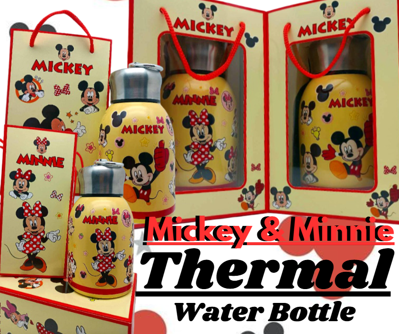 Mickey & Minnie Cartoon Design Thermal Stainless Water Bottle for Kids - Perfect for On-the-Go Hydration