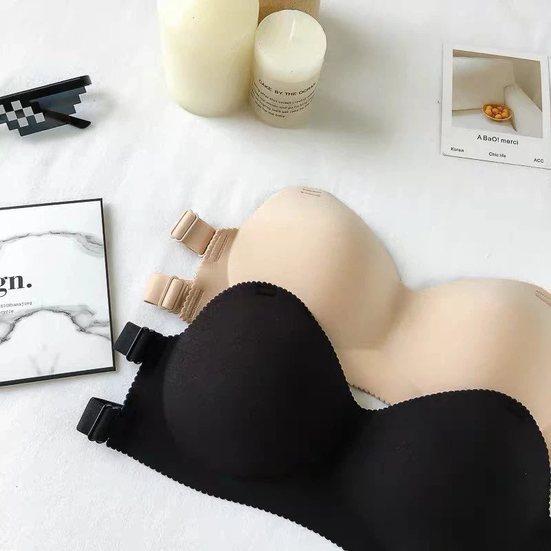 Women Seamless Strapless Push Up Bra Backless Strap (Free Size) with free transparent strap
