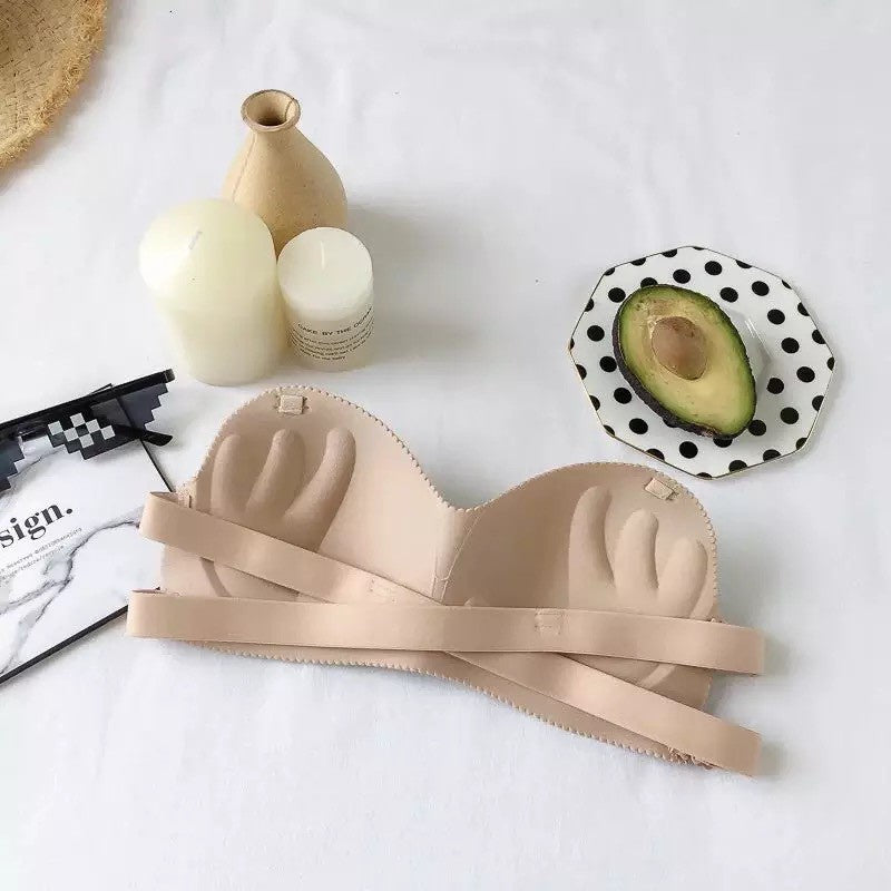 Women Seamless Strapless Push Up Bra Backless Strap (Free Size) with free transparent strap