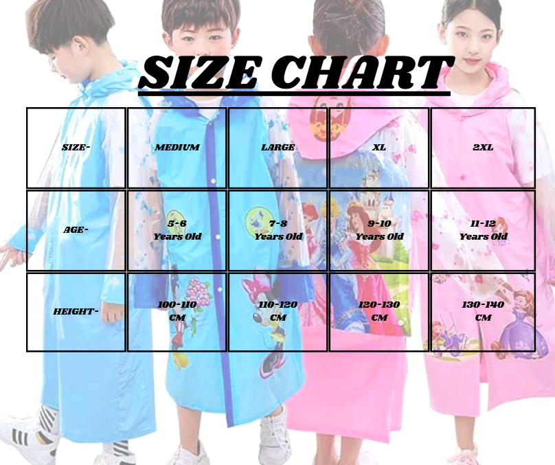 Raincoat for Kids with Backpack Space - Perfect for Students Random Design for Girl & Boy