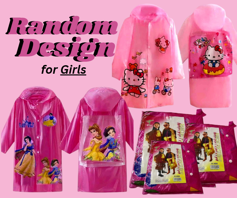 Raincoat for Kids with Backpack Space - Perfect for Students Random Design for Girl & Boy