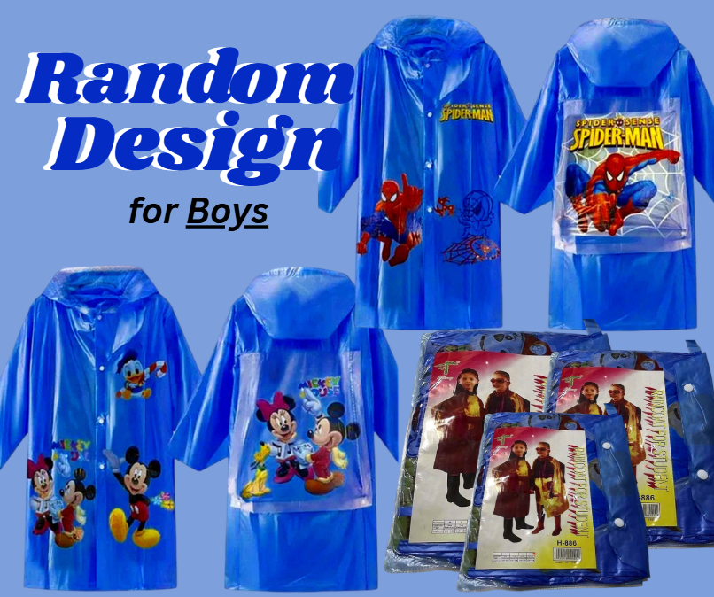 Raincoat for Kids with Backpack Space - Perfect for Students Random Design for Girl & Boy