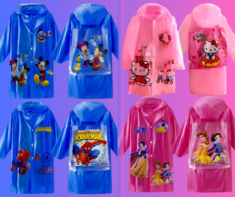 Raincoat for Kids with Backpack Space - Perfect for Students Random Design for Girl & Boy