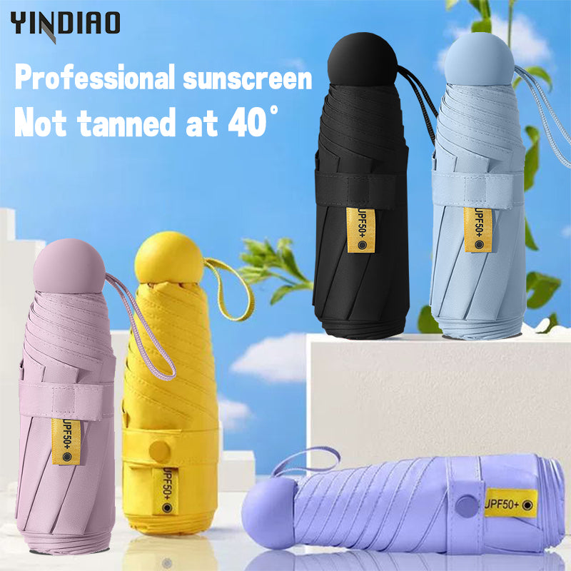 HOMESALE Ultra-Light Five-Fold Portable Mini Capsule Rain Umbrella Design with UPF50+ Protection