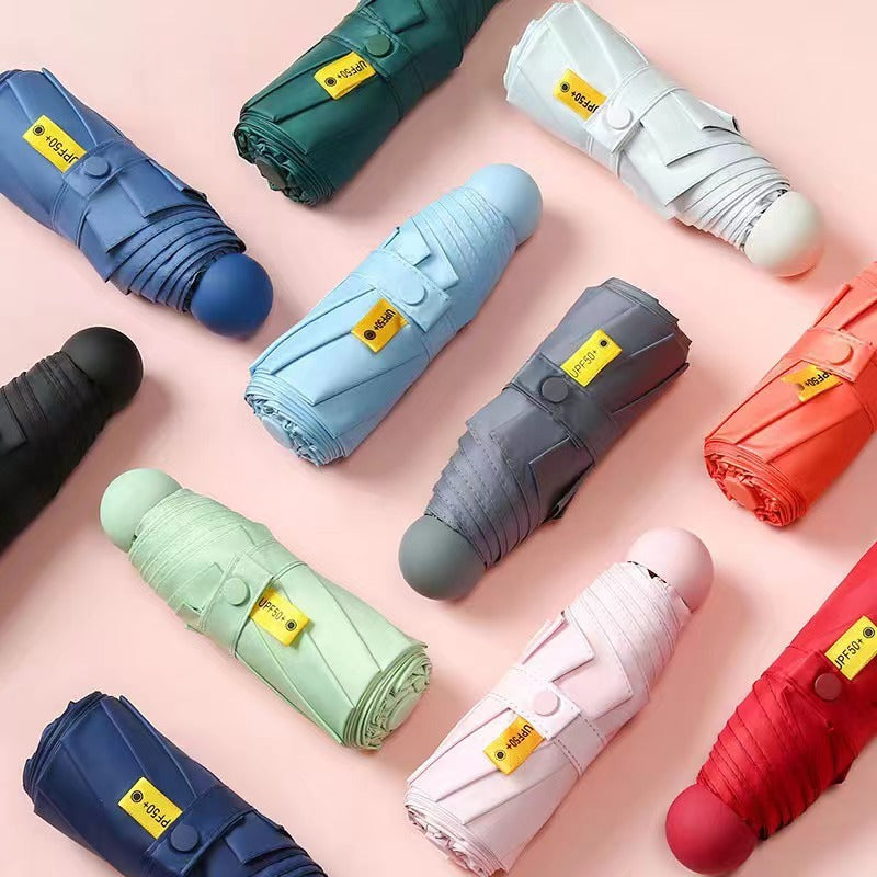 HOMESALE Ultra-Light Five-Fold Portable Mini Capsule Rain Umbrella Design with UPF50+ Protection