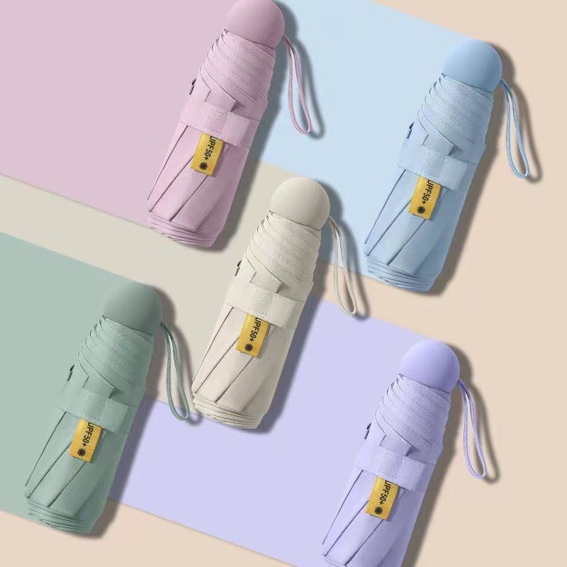 HOMESALE Ultra-Light Five-Fold Portable Mini Capsule Rain Umbrella Design with UPF50+ Protection