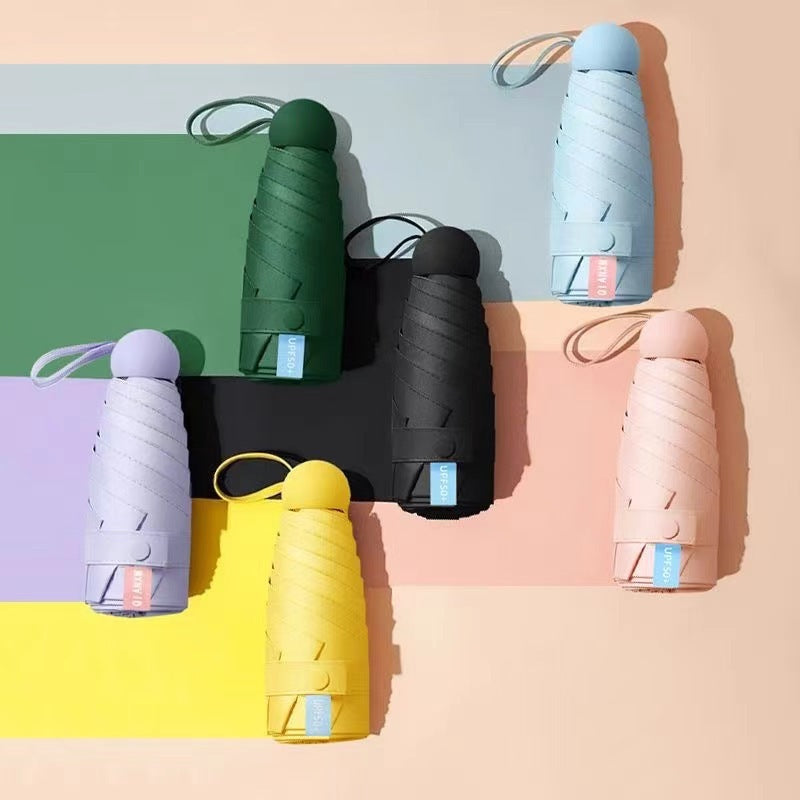 HOMESALE Ultra-Light Five-Fold Portable Mini Capsule Rain Umbrella Design with UPF50+ Protection