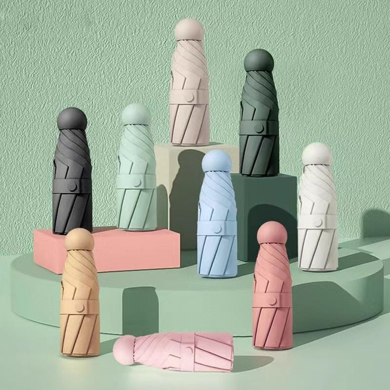 HOMESALE Ultra-Light Five-Fold Portable Mini Capsule Rain Umbrella Design with UPF50+ Protection