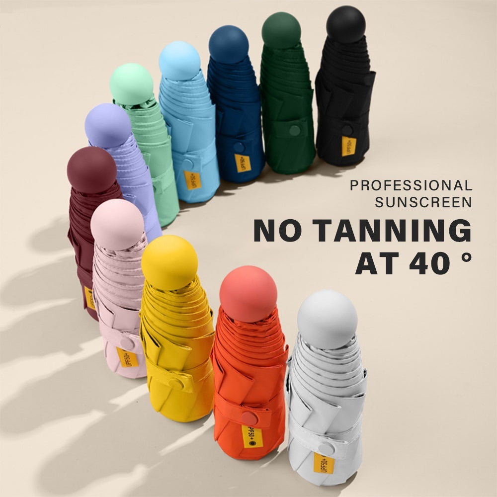 HOMESALE Ultra-Light Five-Fold Portable Mini Capsule Rain Umbrella Design with UPF50+ Protection