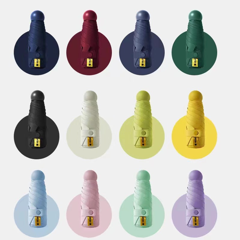 HOMESALE Ultra-Light Five-Fold Portable Mini Capsule Rain Umbrella Design with UPF50+ Protection