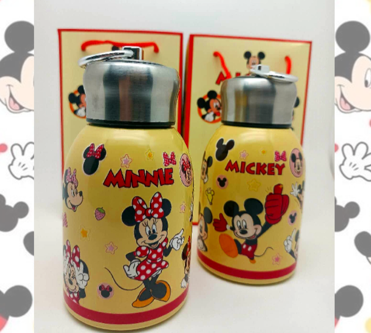 Mickey & Minnie Cartoon Design Thermal Stainless Water Bottle for Kids - Perfect for On-the-Go Hydration